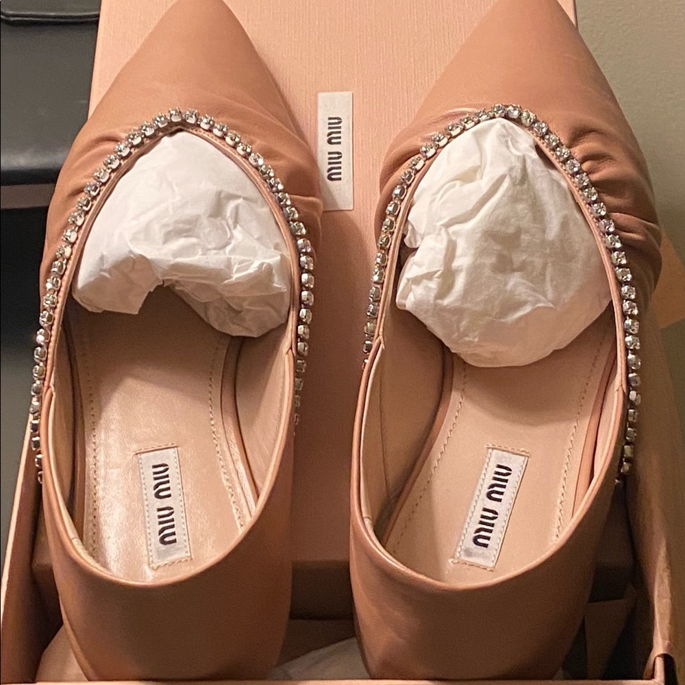 Embellished with rhinestones mui mui flats